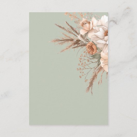 Boho Terracotta Perzik & Crème Bloemen Groen Detai Informatiekaartje (Achterkant)