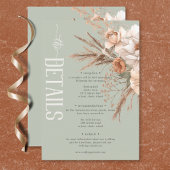 Boho Terracotta Perzik & Crème Bloemen Groen Detai Informatiekaartje