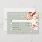 Boho Terracotta Perzik & Crème Bloemen Groen diner RSVP Kaartje (Voorkant)