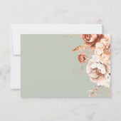 Boho Terracotta Perzik & Crème Bloemen Groen diner RSVP Kaartje (Achterkant)