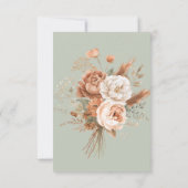 Boho Terracotta Perzik & Crème Bloemen Groene Brui Save The Date (Achterkant)