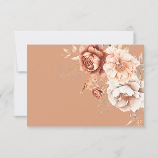 Boho Terracotta Perzik & Crème Bloemen QR Code RSVP Kaartje (Achterkant)