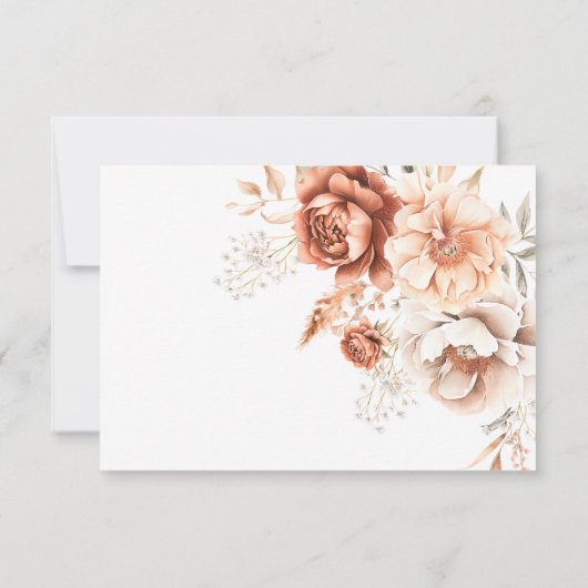 Boho Terracotta Perzik & Crème Bloemen QR Code RSVP Kaartje (Achterkant)