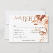 Boho Terracotta Perzik & Crème Bloemen Wit Diner RSVP Kaartje (Voorkant)