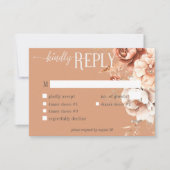 Boho Terracotta Perzik & Crème Bloemendiner RSVP Kaartje (Voorkant)