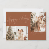 Boho Terracotta Photo Christmas Card | Modern Boho Kaart (Voorkant)