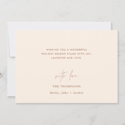 Boho Terracotta Photo Christmas Card | Modern Boho Kaart (Achterkant)