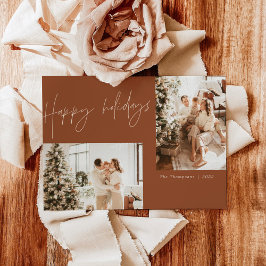 Boho Terracotta Photo Christmas Card | Modern Boho Kaart