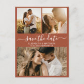 Boho Terracotta Photo Collage Save the Date Aankondigingskaart (Voorkant)