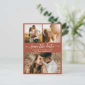 Boho Terracotta Photo Collage Save the Date Aankondigingskaart (Staand voorkant)