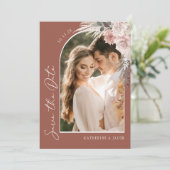 Boho Terracotta Photo Wedding Save The Date (Staand voorkant)