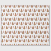 Boho Terracotta Pink White KerstTrees Holiday Cadeaupapier (Vlak)