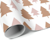 Boho Terracotta Pink White KerstTrees Holiday Cadeaupapier (Rol Hoek)