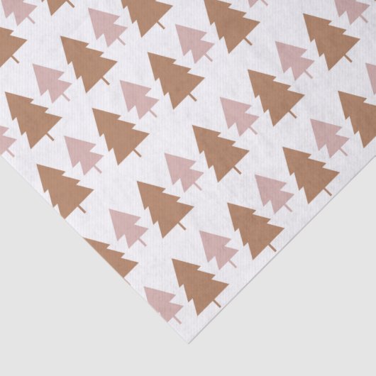Boho Terracotta Pink White KerstTrees Holiday Tissuepapier (Detail)