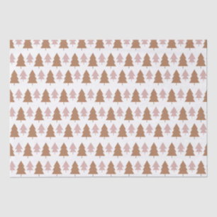 Boho Terracotta Pink White KerstTrees Holiday Tissuepapier