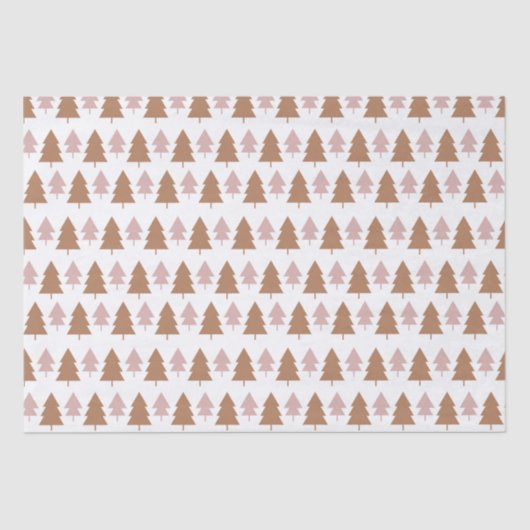 Boho Terracotta Pink White KerstTrees Holiday Tissuepapier (Voorkant)