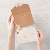 Boho Terracotta Pioenen Alles in één bruiloft Uitn All In One Uitnodiging (Afscheurbaar)