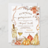 Boho Terracotta Pompoenen en Prosecco Bruidsfeest Kaart (Voorkant)