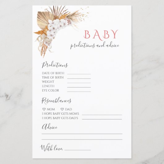 Boho Terracotta Predications & Advice Baby shower (Voorkant)