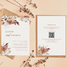 Boho Terracotta QR Code 2 in 1 Weddenschap