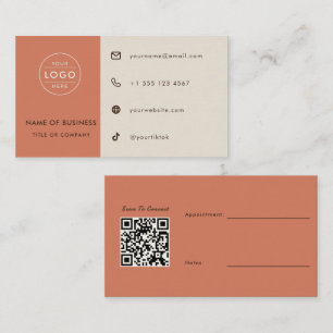 Boho Terracotta QR Code Afspraak Fotograaf Visitekaartje