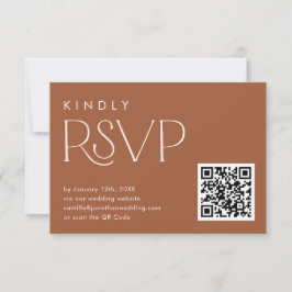 Boho Terracotta QR Code RSVP Bruiloft Kaart