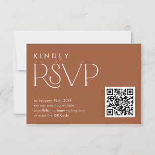Boho Terracotta QR Code RSVP Bruiloft Kaart