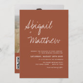 Boho Terracotta QR Code RSVP Weddenschap Kaart (Voorkant / Achterkant)