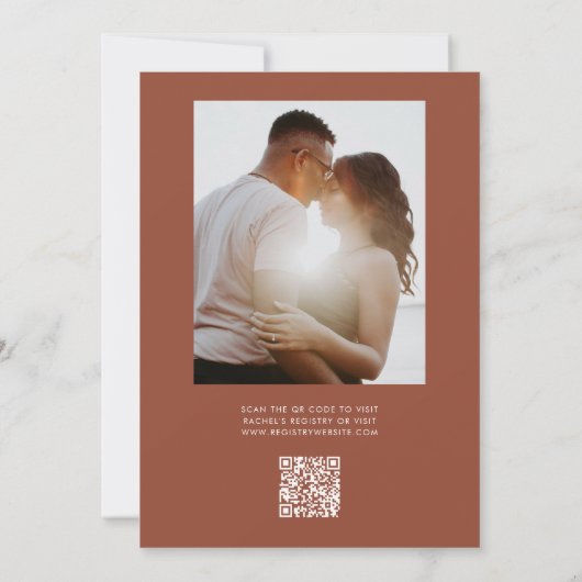 Boho Terracotta QR-codescript Vrijgezellenfeest Kaart (Achterkant)