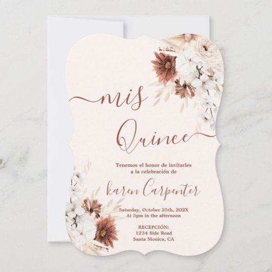 Boho Terracotta Quinceanera Kaart (Voorkant)