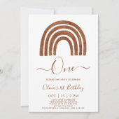 Boho Terracotta Rainbow 1st Birthday Uitnodiging (Voorkant)