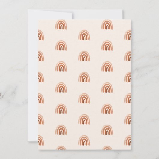 Boho Terracotta Rainbow Arch Baby shower Script Kaart (Achterkant)