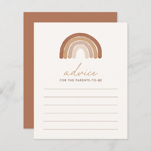 Boho Terracotta Rainbow Baby shower Advice (Voorkant / Achterkant)