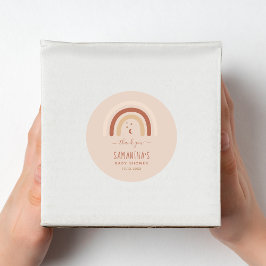 Boho Terracotta Rainbow Baby shower Dank je wel Ronde Sticker