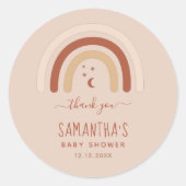 Boho Terracotta Rainbow Baby shower Dank je wel Ronde Sticker (Voorkant)