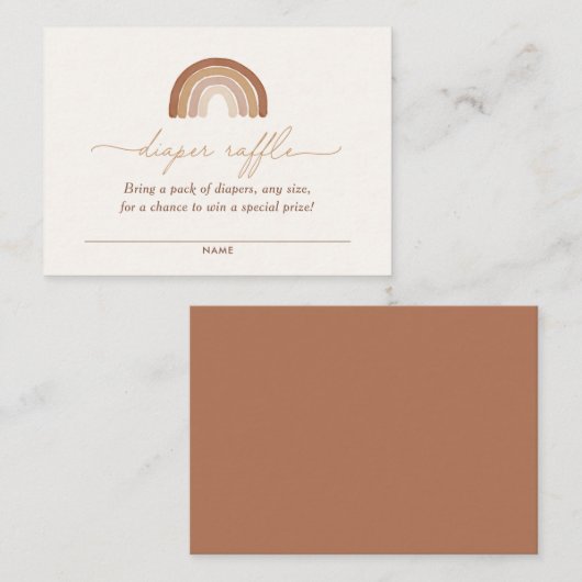 Boho Terracotta Rainbow Baby shower Diaper Raffle Informatiekaartje (Voorkant / Achterkant)