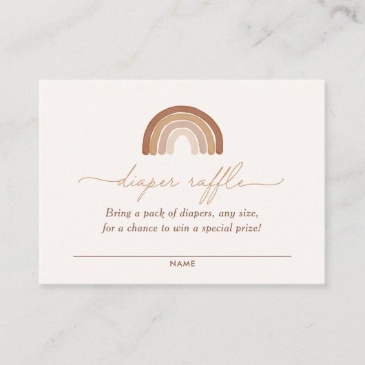 Boho Terracotta Rainbow Baby shower Diaper Raffle Informatiekaartje (Voorkant)