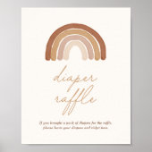 Boho Terracotta Rainbow Baby shower Diaper Raffle Poster (Voorkant)