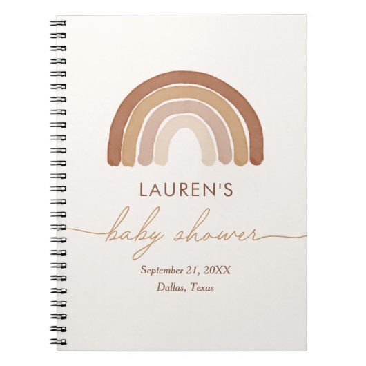 Boho Terracotta Rainbow Baby shower Guest Book Notitieboek (Voorkant)