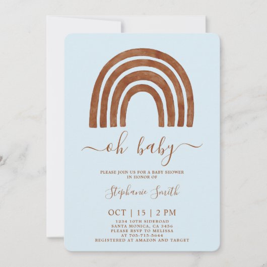 Boho Terracotta Rainbow Baby shower Kaart (Voorkant)