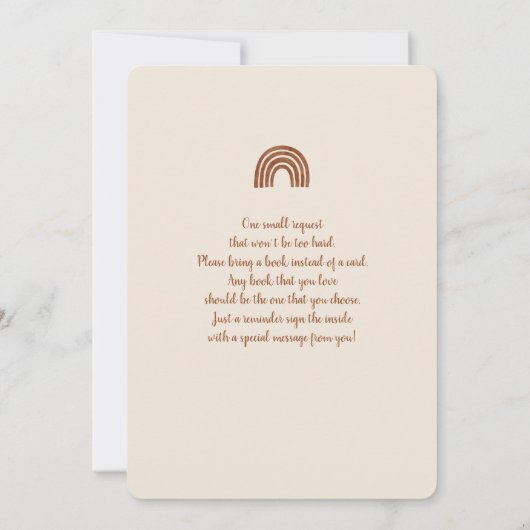 Boho Terracotta Rainbow Baby shower Kaart (Achterkant)