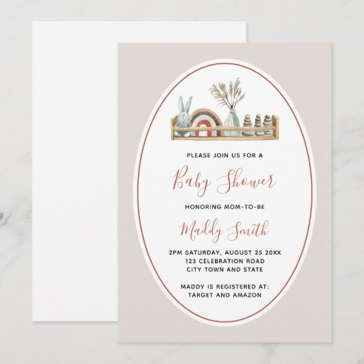 Boho Terracotta Rainbow Baby shower Kaart (Voorkant / Achterkant)