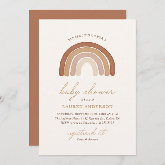 Boho Terracotta Rainbow Baby shower Kaart (Voorkant / Achterkant)