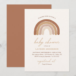 Boho Terracotta Rainbow Baby shower Kaart