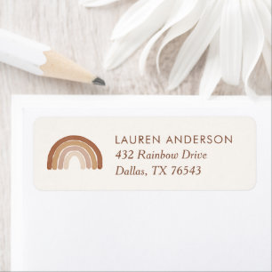 Boho Terracotta Rainbow Baby shower Return Address Etiket