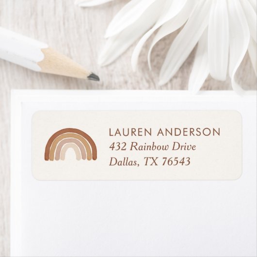 Boho Terracotta Rainbow Baby shower Return Address Etiket (Insitu)