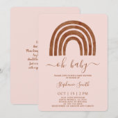 Boho Terracotta Rainbow Baby shower Uitnodiging (Voorkant / Achterkant)