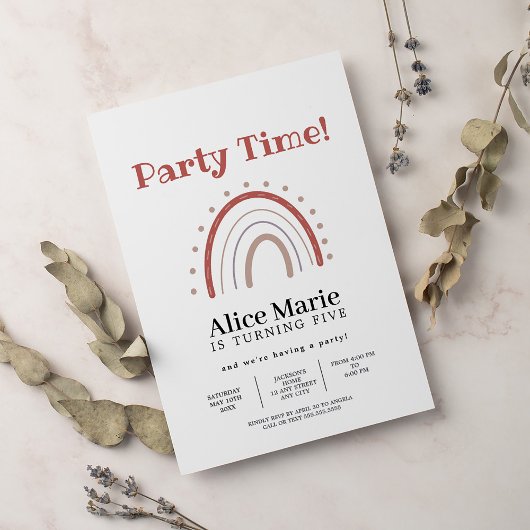 Boho Terracotta Rainbow Birthday Kaart