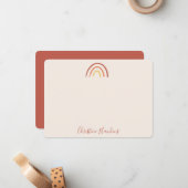 Boho Terracotta Rainbow Blush Pink Gepersonaliseer Notitiekaartje (Voorkant / Achterkant in situ)