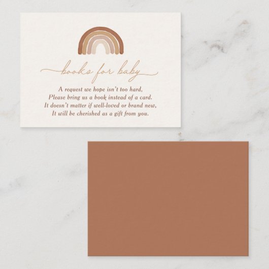 Boho Terracotta Rainbow Books voor Baby Informatiekaartje (Voorkant / Achterkant)